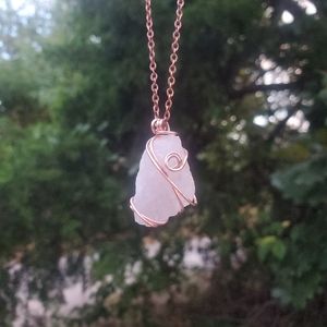 Rose quartz wire wrapped necklace